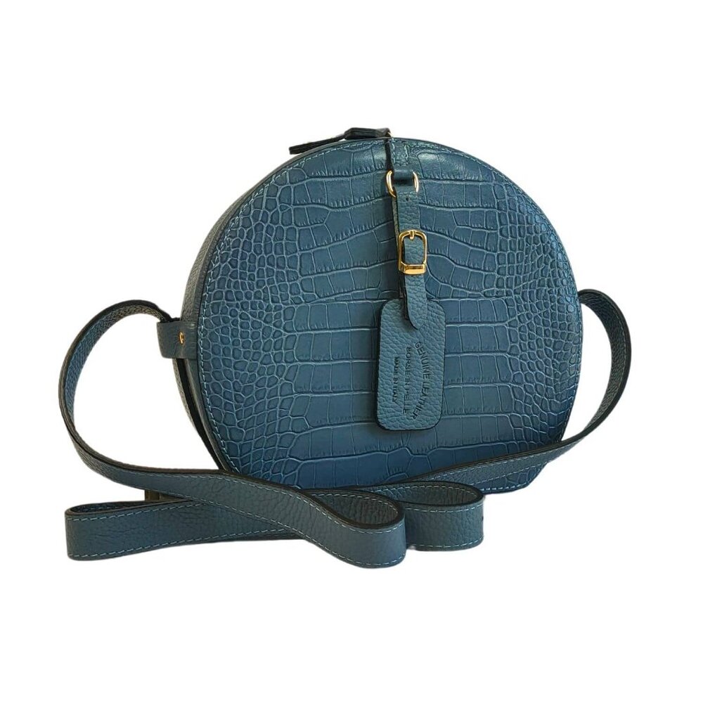 Leather Croc Printed Crossbody Canteen Bag